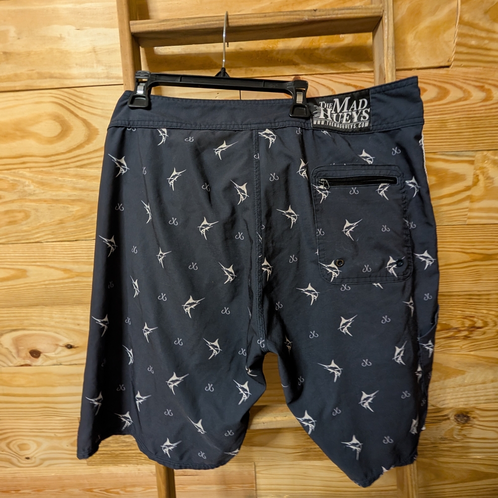 Men's Gray Patterned Swim Board Shorts - Picture 3 of 5